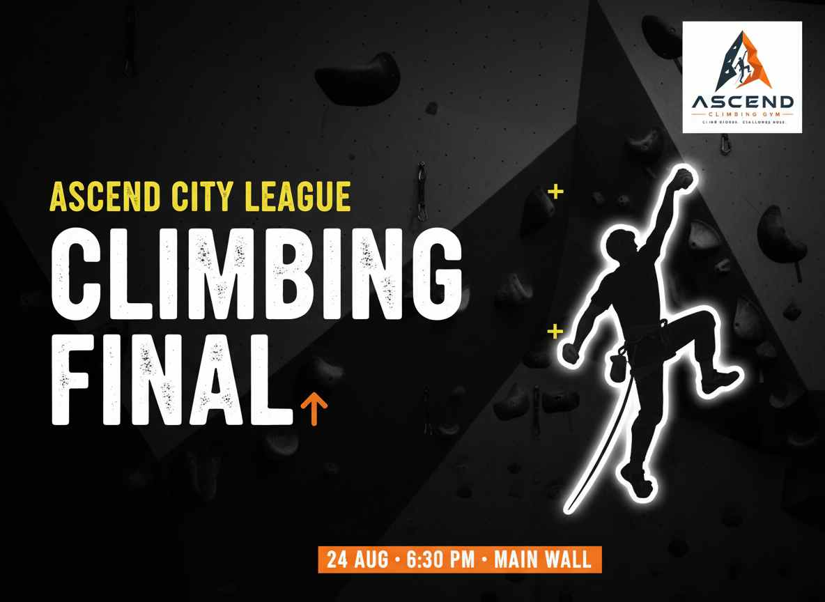 Climbing gym event poster built from the brand logo